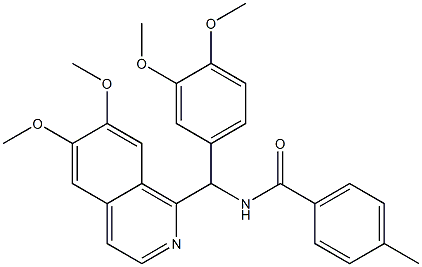 N-[(6,7-dimethoxyisoquinolin-1-yl)-(3,4-dimethoxyphenyl)methyl]-4-methylbenzamide 구조식 이미지