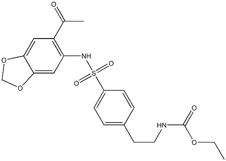 ethyl N-[2-[4-[(6-acetyl-1,3-benzodioxol-5-yl)sulfamoyl]phenyl]ethyl]carbamate 구조식 이미지