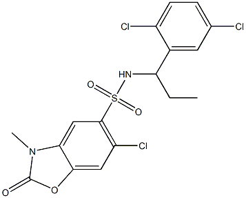 6-chloro-N-[1-(2,5-dichlorophenyl)propyl]-3-methyl-2-oxo-1,3-benzoxazole-5-sulfonamide 구조식 이미지