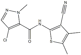 4-chloro-N-(3-cyano-4,5-dimethylthiophen-2-yl)-2-methylpyrazole-3-carboxamide 구조식 이미지