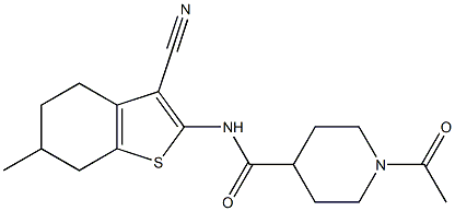 1-acetyl-N-(3-cyano-6-methyl-4,5,6,7-tetrahydro-1-benzothiophen-2-yl)piperidine-4-carboxamide 구조식 이미지