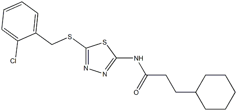 N-[5-[(2-chlorophenyl)methylsulfanyl]-1,3,4-thiadiazol-2-yl]-3-cyclohexylpropanamide Structure