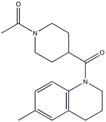 1-[4-(6-methyl-3,4-dihydro-2H-quinoline-1-carbonyl)piperidin-1-yl]ethanone 구조식 이미지