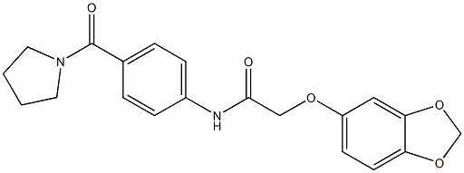 2-(1,3-benzodioxol-5-yloxy)-N-[4-(pyrrolidine-1-carbonyl)phenyl]acetamide 구조식 이미지