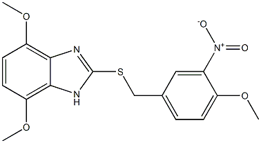 4,7-dimethoxy-2-[(4-methoxy-3-nitrophenyl)methylsulfanyl]-1H-benzimidazole Structure