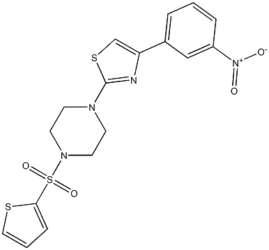 4-(3-nitrophenyl)-2-(4-thiophen-2-ylsulfonylpiperazin-1-yl)-1,3-thiazole 구조식 이미지