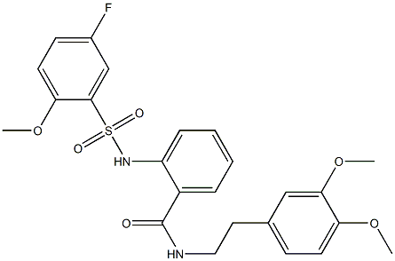 N-[2-(3,4-dimethoxyphenyl)ethyl]-2-[(5-fluoro-2-methoxyphenyl)sulfonylamino]benzamide 구조식 이미지