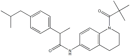N-[1-(2,2-dimethylpropanoyl)-3,4-dihydro-2H-quinolin-6-yl]-2-[4-(2-methylpropyl)phenyl]propanamide 구조식 이미지