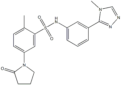 2-methyl-N-[3-(4-methyl-1,2,4-triazol-3-yl)phenyl]-5-(2-oxopyrrolidin-1-yl)benzenesulfonamide 구조식 이미지