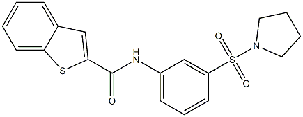 N-(3-pyrrolidin-1-ylsulfonylphenyl)-1-benzothiophene-2-carboxamide 구조식 이미지