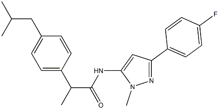 N-[5-(4-fluorophenyl)-2-methylpyrazol-3-yl]-2-[4-(2-methylpropyl)phenyl]propanamide Structure