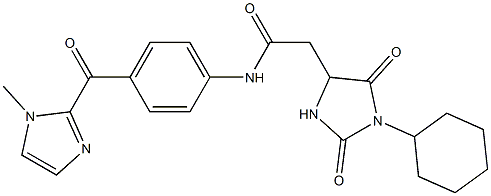 2-(1-cyclohexyl-2,5-dioxoimidazolidin-4-yl)-N-[4-(1-methylimidazole-2-carbonyl)phenyl]acetamide 구조식 이미지