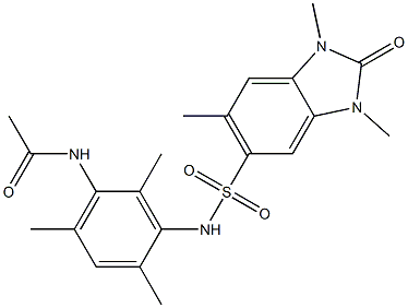 N-[2,4,6-trimethyl-3-[(1,3,6-trimethyl-2-oxobenzimidazol-5-yl)sulfonylamino]phenyl]acetamide Structure