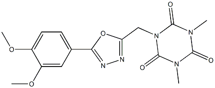 1-[[5-(3,4-dimethoxyphenyl)-1,3,4-oxadiazol-2-yl]methyl]-3,5-dimethyl-1,3,5-triazinane-2,4,6-trione 구조식 이미지