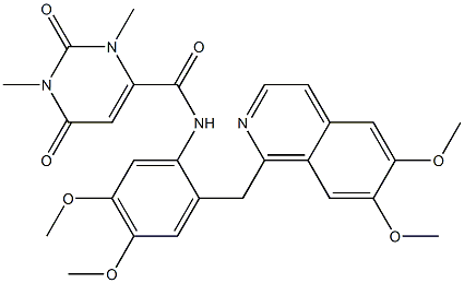 N-[2-[(6,7-dimethoxyisoquinolin-1-yl)methyl]-4,5-dimethoxyphenyl]-1,3-dimethyl-2,6-dioxopyrimidine-4-carboxamide Structure