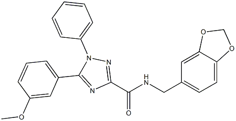 N-(1,3-benzodioxol-5-ylmethyl)-5-(3-methoxyphenyl)-1-phenyl-1,2,4-triazole-3-carboxamide 구조식 이미지
