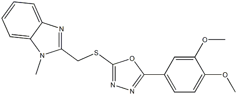 2-(3,4-dimethoxyphenyl)-5-[(1-methylbenzimidazol-2-yl)methylsulfanyl]-1,3,4-oxadiazole 구조식 이미지