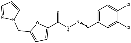 N-[(Z)-(3,4-dichlorophenyl)methylideneamino]-5-(pyrazol-1-ylmethyl)furan-2-carboxamide 구조식 이미지
