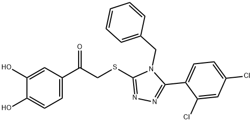 2-[[4-benzyl-5-(2,4-dichlorophenyl)-1,2,4-triazol-3-yl]sulfanyl]-1-(3,4-dihydroxyphenyl)ethanone Structure