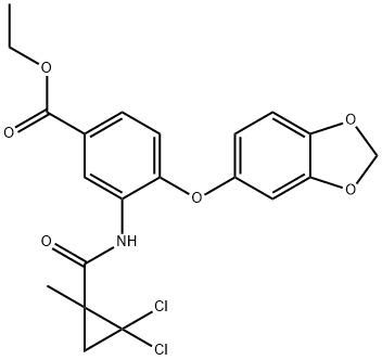 ethyl 4-(1,3-benzodioxol-5-yloxy)-3-[(2,2-dichloro-1-methylcyclopropanecarbonyl)amino]benzoate 구조식 이미지