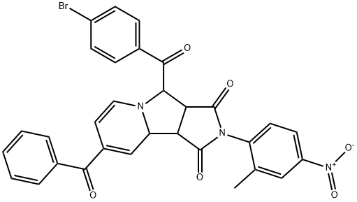 8-benzoyl-4-(4-bromobenzoyl)-2-(2-methyl-4-nitrophenyl)-3a,4,9a,9b-tetrahydropyrrolo[3,4-a]indolizine-1,3-dione Structure