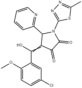 (4E)-4-[(5-chloro-2-methoxyphenyl)-hydroxymethylidene]-1-(5-methyl-1,3,4-thiadiazol-2-yl)-5-pyridin-2-ylpyrrolidine-2,3-dione Structure