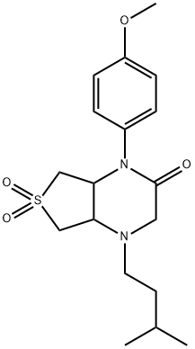 4-(4-methoxyphenyl)-1-(3-methylbutyl)-6,6-dioxo-4a,5,7,7a-tetrahydro-2H-thieno[3,4-b]pyrazin-3-one 구조식 이미지