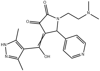 (4E)-1-[2-(dimethylamino)ethyl]-4-[(3,5-dimethyl-1H-pyrazol-4-yl)-hydroxymethylidene]-5-pyridin-4-ylpyrrolidine-2,3-dione 구조식 이미지