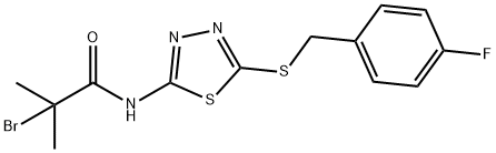 2-bromo-N-[5-[(4-fluorophenyl)methylsulfanyl]-1,3,4-thiadiazol-2-yl]-2-methylpropanamide 구조식 이미지