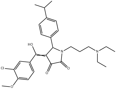 (E)-(3-chloro-4-methoxyphenyl)-[1-[3-(diethylazaniumyl)propyl]-4,5-dioxo-2-(4-propan-2-ylphenyl)pyrrolidin-3-ylidene]methanolate Structure