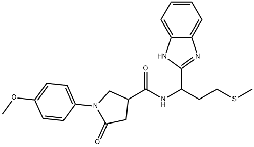 N-[1-(1H-benzimidazol-2-yl)-3-methylsulfanylpropyl]-1-(4-methoxyphenyl)-5-oxopyrrolidine-3-carboxamide Structure