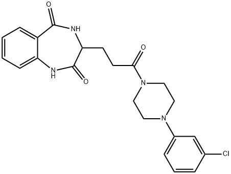 3-[3-[4-(3-chlorophenyl)piperazin-1-yl]-3-oxopropyl]-3,4-dihydro-1H-1,4-benzodiazepine-2,5-dione 구조식 이미지