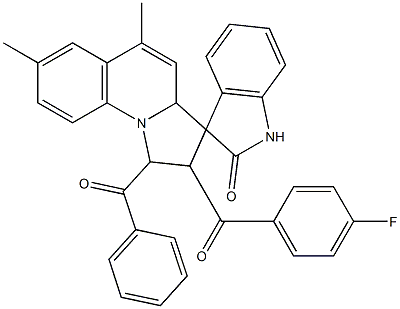 1'-benzoyl-2'-(4-fluorobenzoyl)-5',7'-dimethylspiro[1H-indole-3,3'-2,3a-dihydro-1H-pyrrolo[1,2-a]quinoline]-2-one Structure