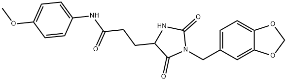 3-[1-(1,3-benzodioxol-5-ylmethyl)-2,5-dioxoimidazolidin-4-yl]-N-(4-methoxyphenyl)propanamide 구조식 이미지