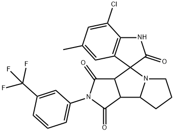 7-chloro-5-methyl-2'-[3-(trifluoromethyl)phenyl]spiro[1H-indole-3,4'-3a,6,7,8,8a,8b-hexahydropyrrolo[3,4-a]pyrrolizine]-1',2,3'-trione Structure