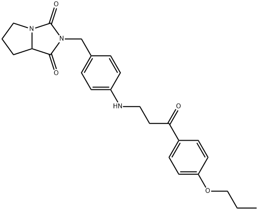 2-[[4-[[3-oxo-3-(4-propoxyphenyl)propyl]amino]phenyl]methyl]-5,6,7,7a-tetrahydropyrrolo[1,2-c]imidazole-1,3-dione 구조식 이미지