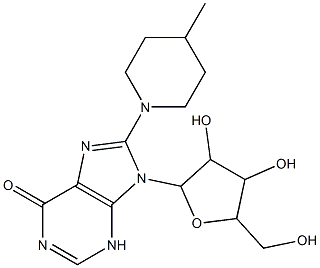 9-[3,4-dihydroxy-5-(hydroxymethyl)oxolan-2-yl]-8-(4-methylpiperidin-1-yl)-3H-purin-6-one Structure