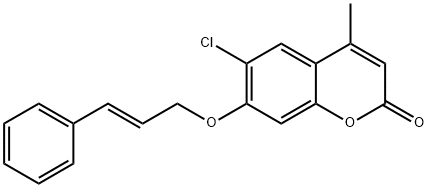 6-chloro-4-methyl-7-[(E)-3-phenylprop-2-enoxy]chromen-2-one 구조식 이미지