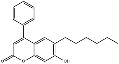 6-hexyl-7-hydroxy-4-phenylchromen-2-one 구조식 이미지