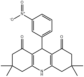 3,3,6,6-tetramethyl-9-(3-nitrophenyl)-2,4,5,7,9,10-hexahydroacridine-1,8-dione 구조식 이미지