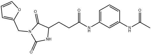 N-(3-acetamidophenyl)-3-[1-(furan-2-ylmethyl)-2,5-dioxoimidazolidin-4-yl]propanamide Structure