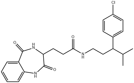 N-[3-(4-chlorophenyl)-4-methylpentyl]-3-(2,5-dioxo-3,4-dihydro-1H-1,4-benzodiazepin-3-yl)propanamide Structure