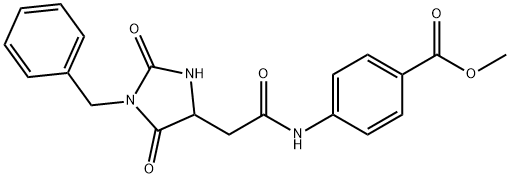 methyl 4-[[2-(1-benzyl-2,5-dioxoimidazolidin-4-yl)acetyl]amino]benzoate Structure