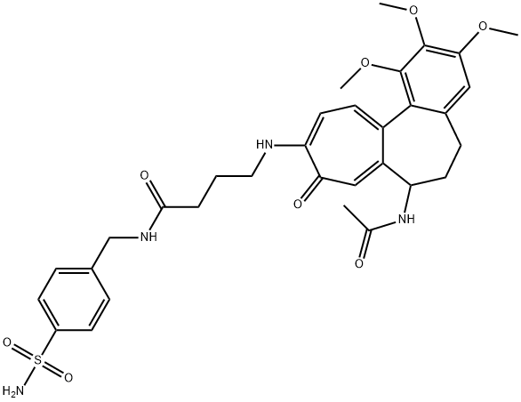 4-[(7-acetamido-1,2,3-trimethoxy-9-oxo-6,7-dihydro-5H-benzo[a]heptalen-10-yl)amino]-N-[(4-sulfamoylphenyl)methyl]butanamide Structure