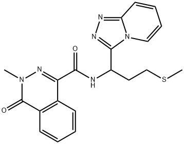 3-methyl-N-[3-methylsulfanyl-1-([1,2,4]triazolo[4,3-a]pyridin-3-yl)propyl]-4-oxophthalazine-1-carboxamide Structure