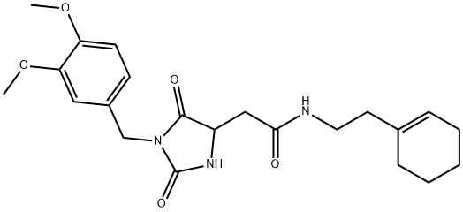 N-[2-(cyclohexen-1-yl)ethyl]-2-[1-[(3,4-dimethoxyphenyl)methyl]-2,5-dioxoimidazolidin-4-yl]acetamide Structure
