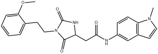 2-[1-[2-(2-methoxyphenyl)ethyl]-2,5-dioxoimidazolidin-4-yl]-N-(1-methylindol-5-yl)acetamide Structure