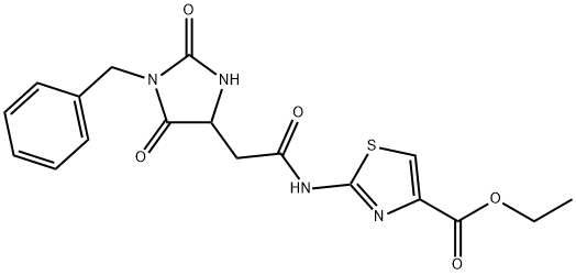 ethyl 2-[[2-(1-benzyl-2,5-dioxoimidazolidin-4-yl)acetyl]amino]-1,3-thiazole-4-carboxylate Structure