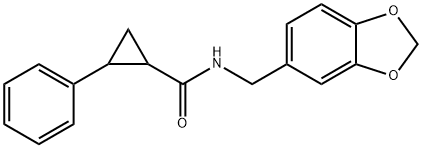 N-(1,3-benzodioxol-5-ylmethyl)-2-phenylcyclopropane-1-carboxamide 구조식 이미지