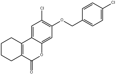 2-chloro-3-[(4-chlorophenyl)methoxy]-7,8,9,10-tetrahydrobenzo[c]chromen-6-one 구조식 이미지